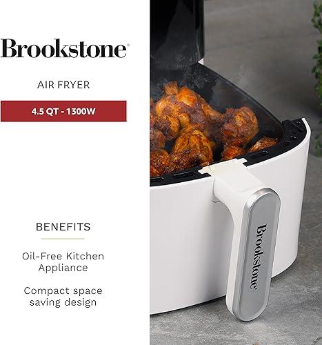 Miniatura 3 de Brookstone Freidora de aire Freidora de gran capacidad de 4.5 cuartos de galón, 1300 W con pantalla LED, 8 preajustes, temperatura ajustable,