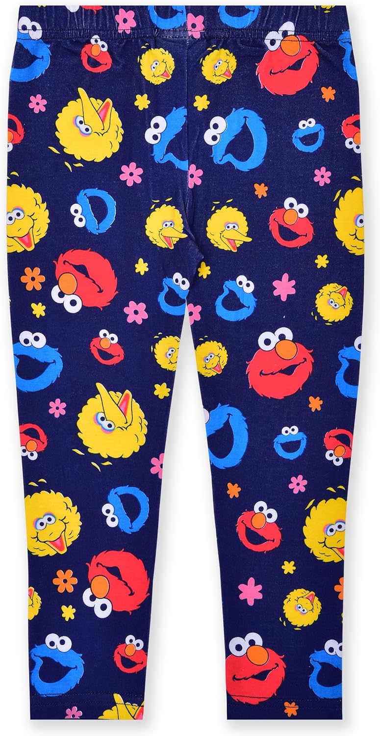 Sesame Street Girls 3 Piece Hooded Sweatshirt, T-Shirt and Legging Pants Set for Toddlers and Little Kids