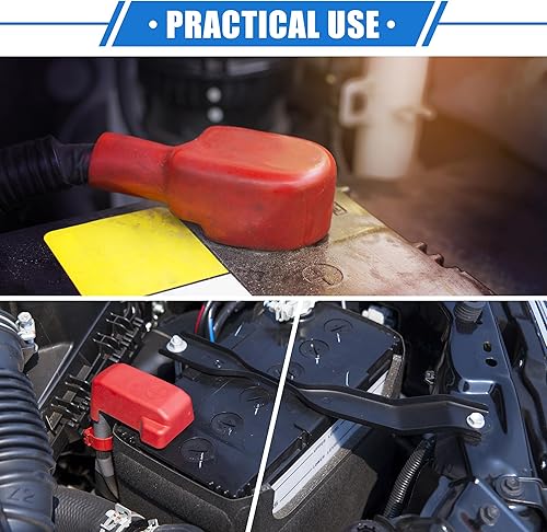 Miniatura 2 de 1 Pair Battery Terminal Insulation Covers, 16mm 0.63" Car Battery Post Cap Universal for Motorcycle Truck Marine Durable PVC Red Black