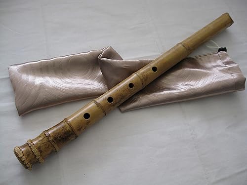 Miniatura 4 de 1.8 Zen Shakuhachi. Instrumento pentatónico. w. Boquilla de bambú natural y extremo de raíz.