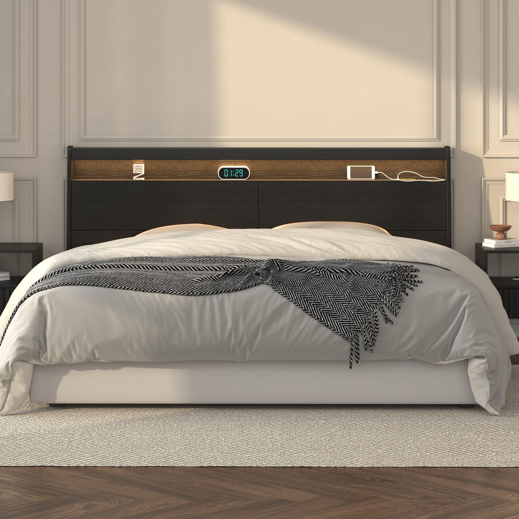 Photo 1 of KATYGLORY King Headboard with Storage, Charging Station, LED Lighting