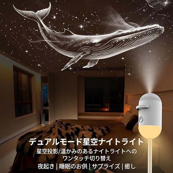 2イン1 ギャラクシープロジェクター&星空ナイトライト、USB プラネタリウム 北極星 宇宙ライト HDプロジェクターランプ、寝室・天井・車内・パーティー・バー・デコレーション用 (スライド10枚) - 4