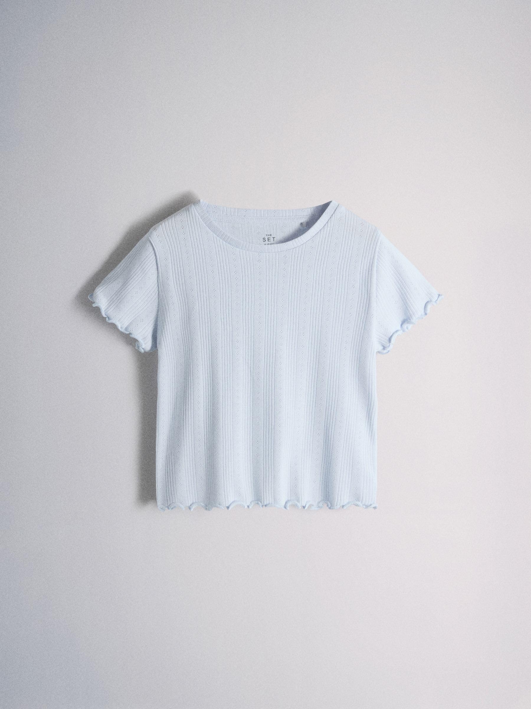 THE SET Fille Pyjama en Jersey Manches Courtes avec ajouré Pointelle, Lot de 3