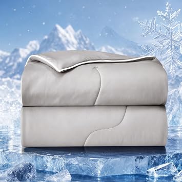 mixinni Cooling Comforter Twin XL Size Light Grey, Lightweight Breathable Cooling Blanket for Hot Sleepers & Night Sweats, Dual-Side Breathable Summer Bedding, Soft Smooth Lightweight Fabric, 68"x90"