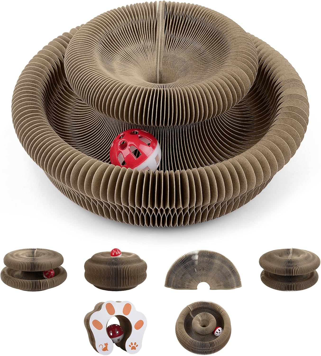 YOOXARMOR Kitty Kurlz Interactive Cat Toy for Indoor Cats, Cardboard Cat Scratcher with Ball Track, Self-Play Puzzle to Keep Bored Pets Entertained