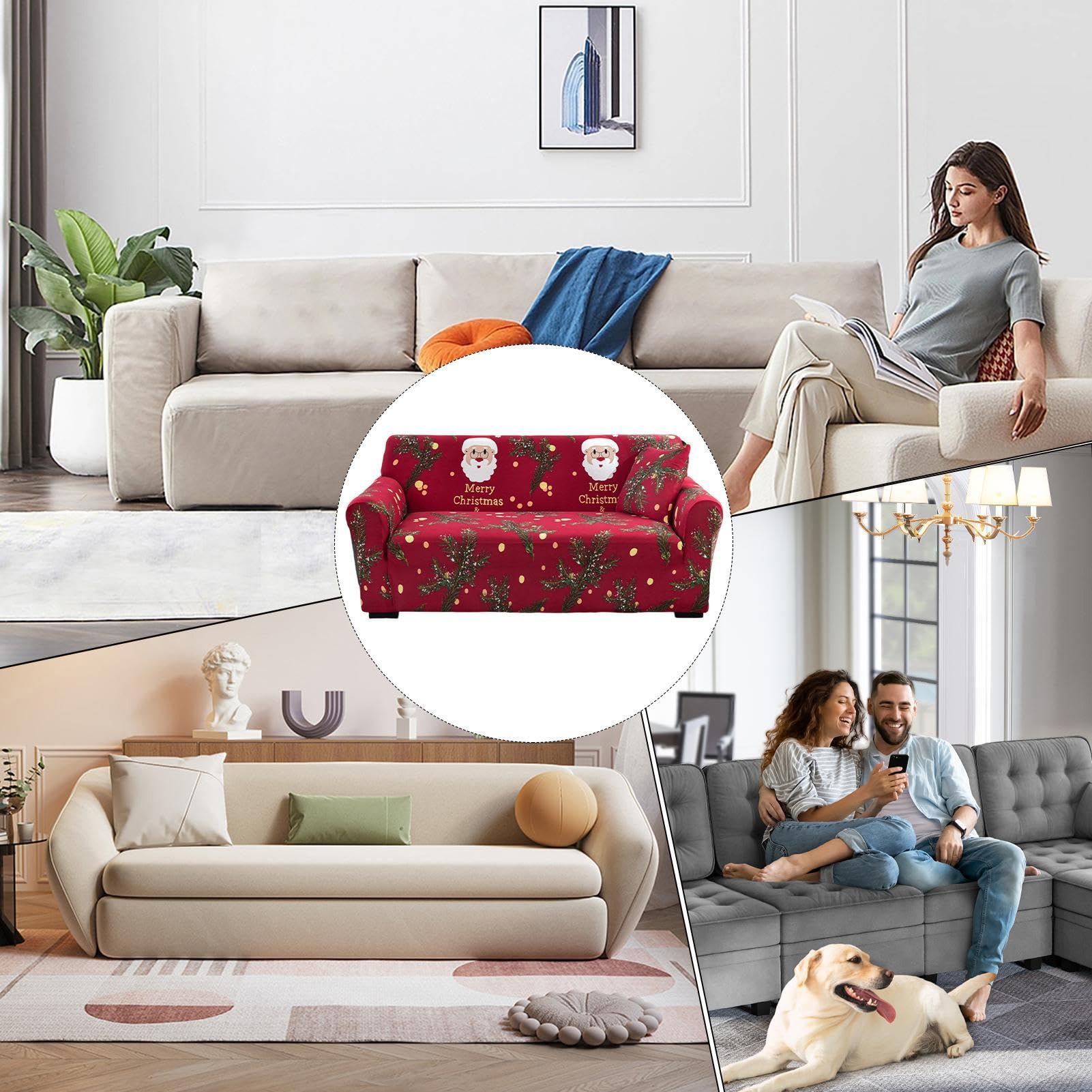 de Sofá Navideña Protector De Muebles Elástico Festivo Para Sofá 3 Plazas