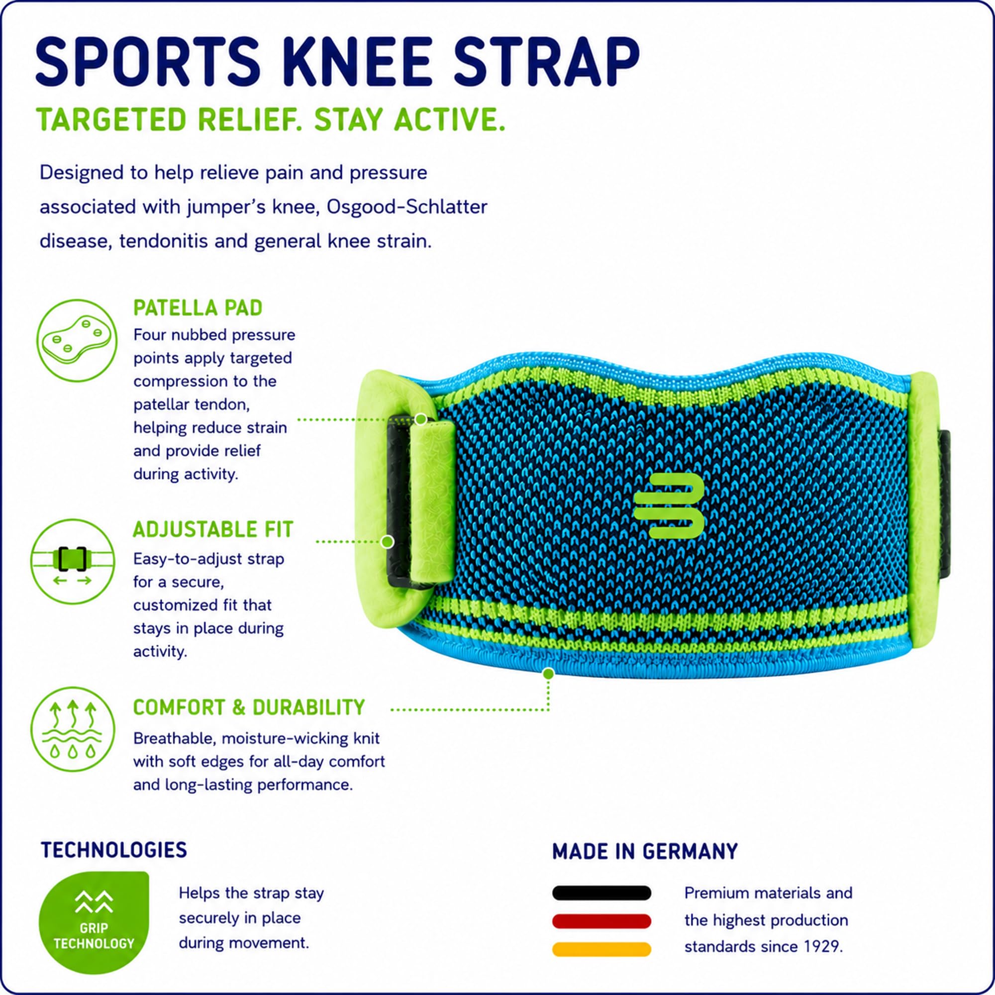 Bauerfeind Bandaż na rzepkę "Knee Strap", pas sportowy na kolano unisex, odciążenie