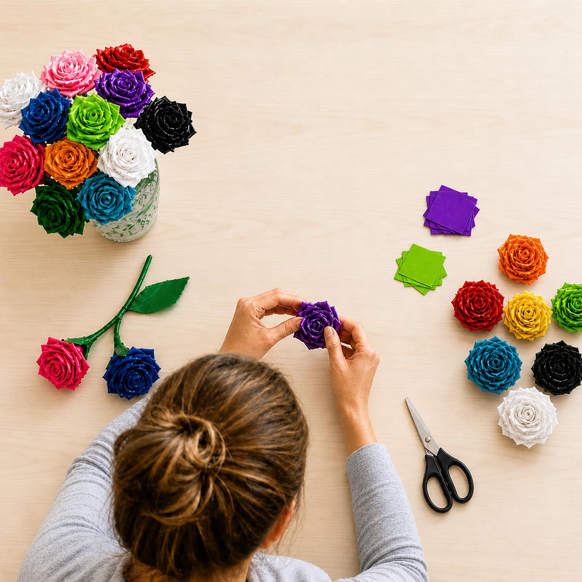 12 verschiedene farbige Klebebänder, 9,1 m x 5,1 cm Rollen, 12 Mehrzweckbänder, helle Farben, ideal für Bastelarbeiten, Zuhause und Schule, Farben: Schwarz, Marineblau, Lila, Rot, Orange, Weiß,