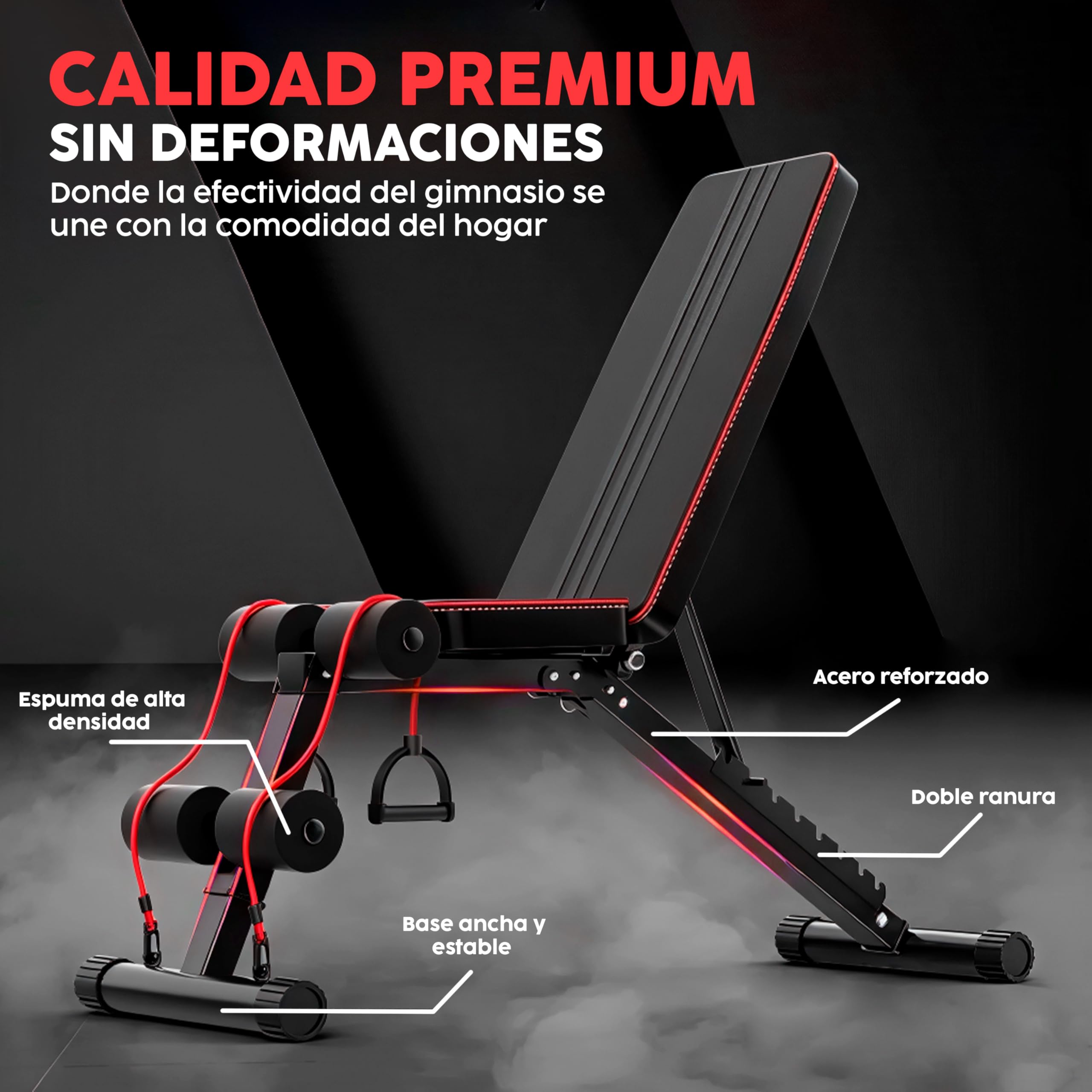 EveryKip Banco de Musculación Ajustable y Plegable para Pesas y Mancuernas, Banco de Pesas Multifunción Gimnasio en Casa, Entrenamiento 7 en 1,Regulable, Abdominales Red Para Gatos 8x3m