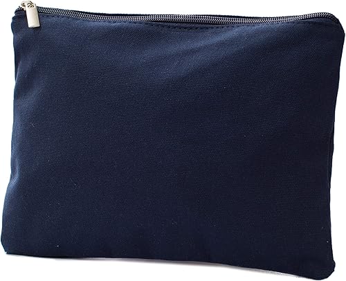 Miniatura 10 de Bolsa de cosméticos de lona de algodón de dos tonos para maquillaje (10.5 pulgadas de ancho x 7.5 pulgadas de alto, ancla azul marino (fondo de