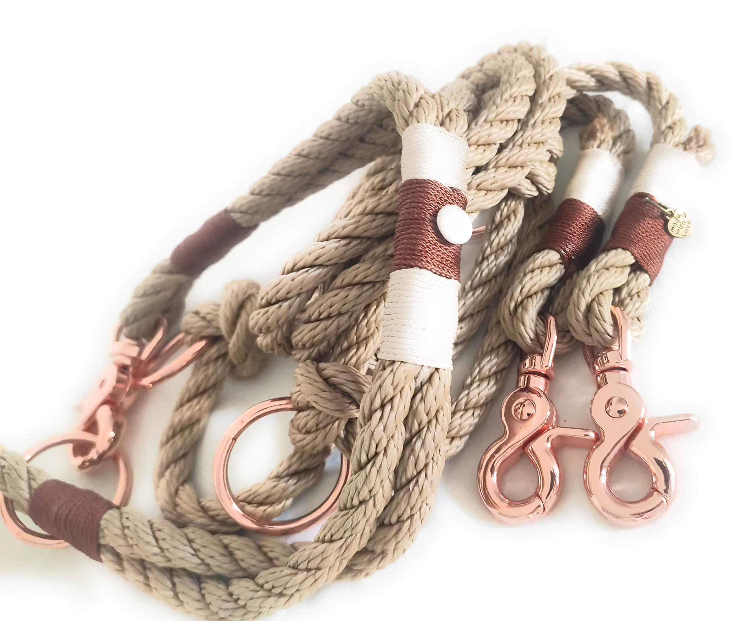 Tau - Correas para Perros, Juego en Color Beige y Rojo Oxidado