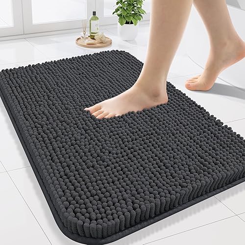 Arotive Alfombras de baño de felpilla de 24 x 16 pulgadas, extra suaves, absorbentes, peludas, lavables a máquina, tapetes de baño de felpa TPR