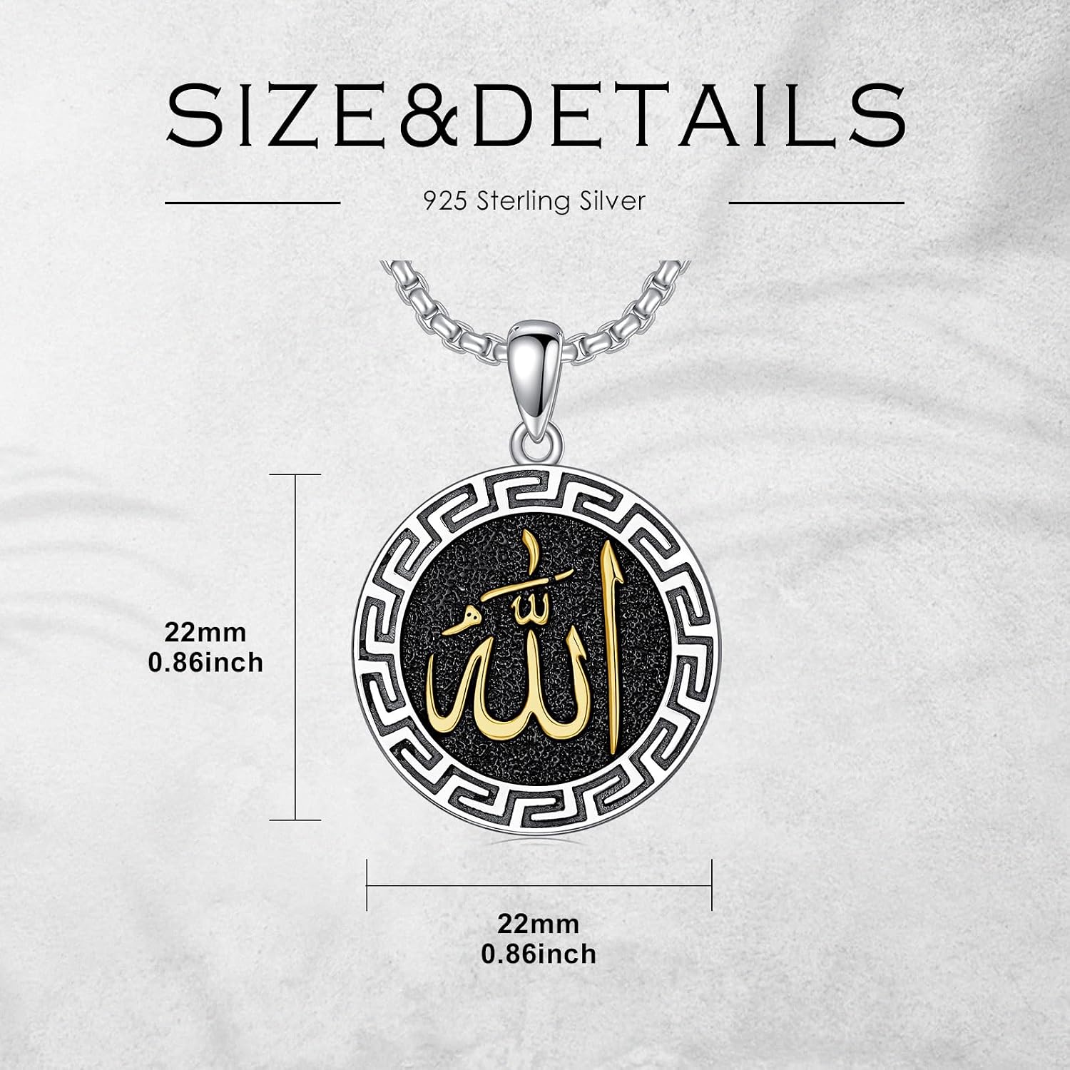 Allah Necklace for Men 925 Sterling Silver/18K Gold Plated Allah Arabic Pendant Islamic Jewelry Gifts for Men Women