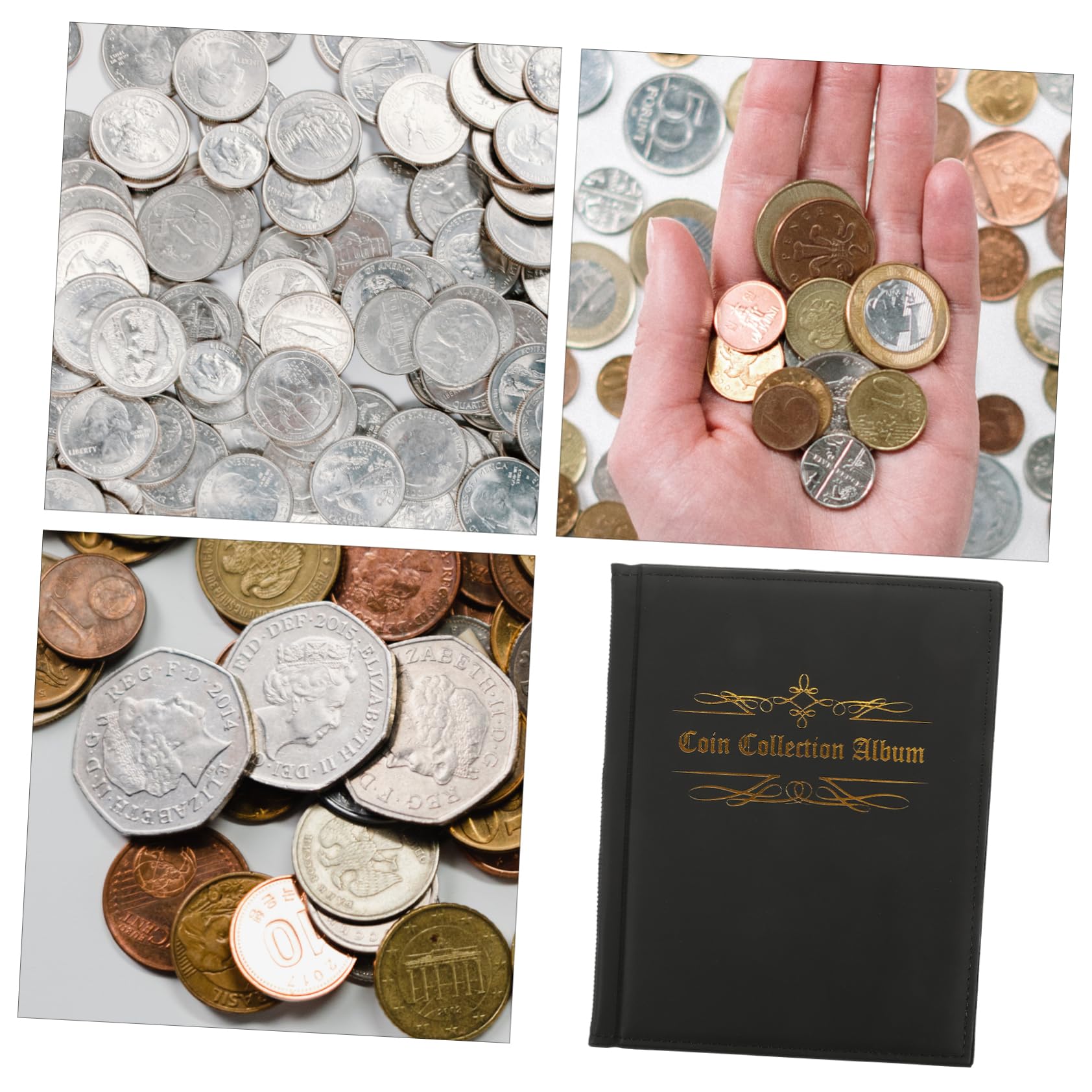 Lurrose Album per Monete Euro Libro per Collezione di Monete Commemorative Trasparenti per Esposizione Copertina in Similpelle Morbida e Resistente