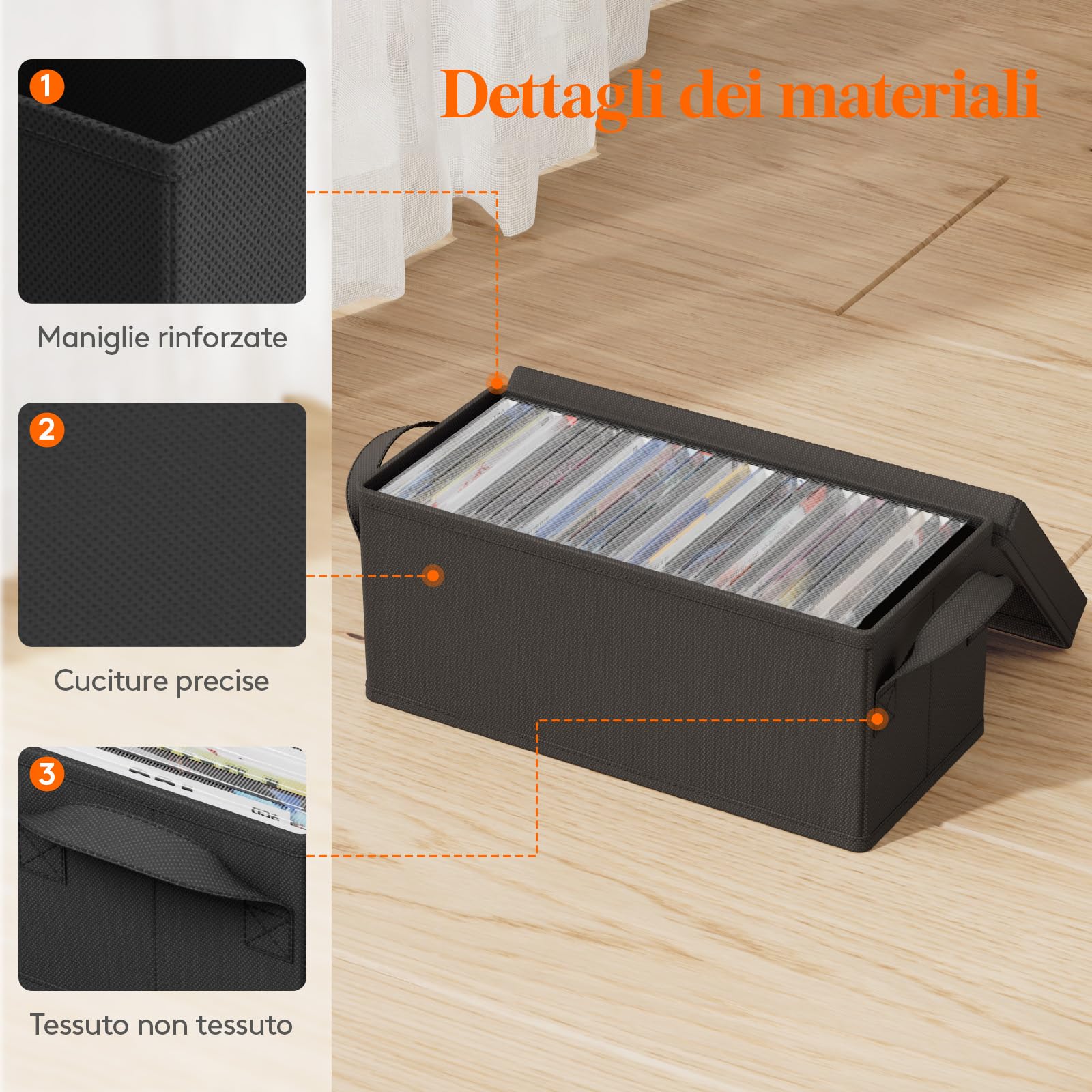 Lifewit Confezione da 4 Porta CD, Contenitori Impilabili con Coperchio Pieghevole per 120 CD (30 ciascuno), per Casa e Auto, Nero