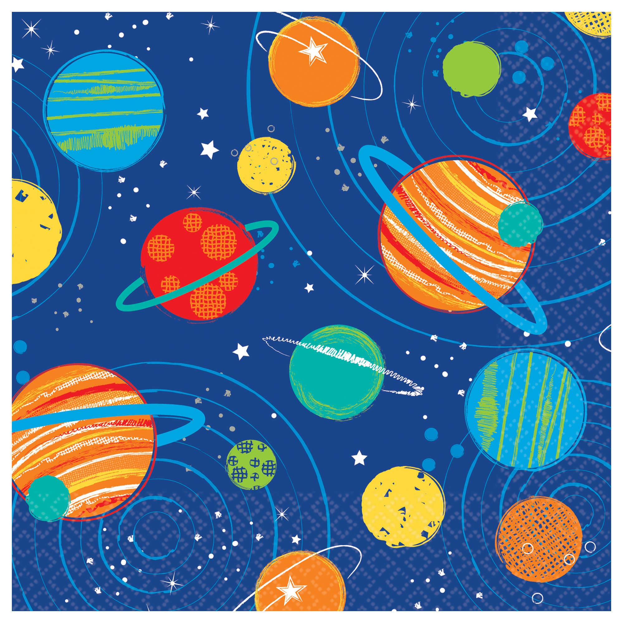 Amscan 502278 - Blast Off Space Kids Birthday Party Beverage Napkins - 16 Pack