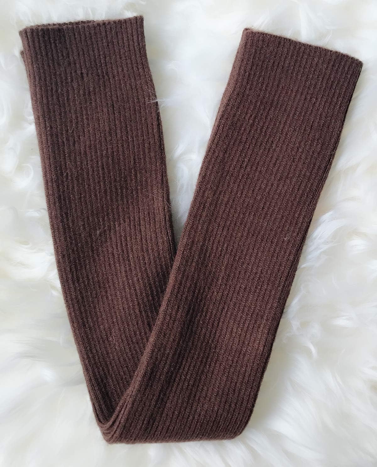 Lemoyoung Women's Cashmere Warm Long Fingerless Gloves Winter Arm Warmer (Coffee)