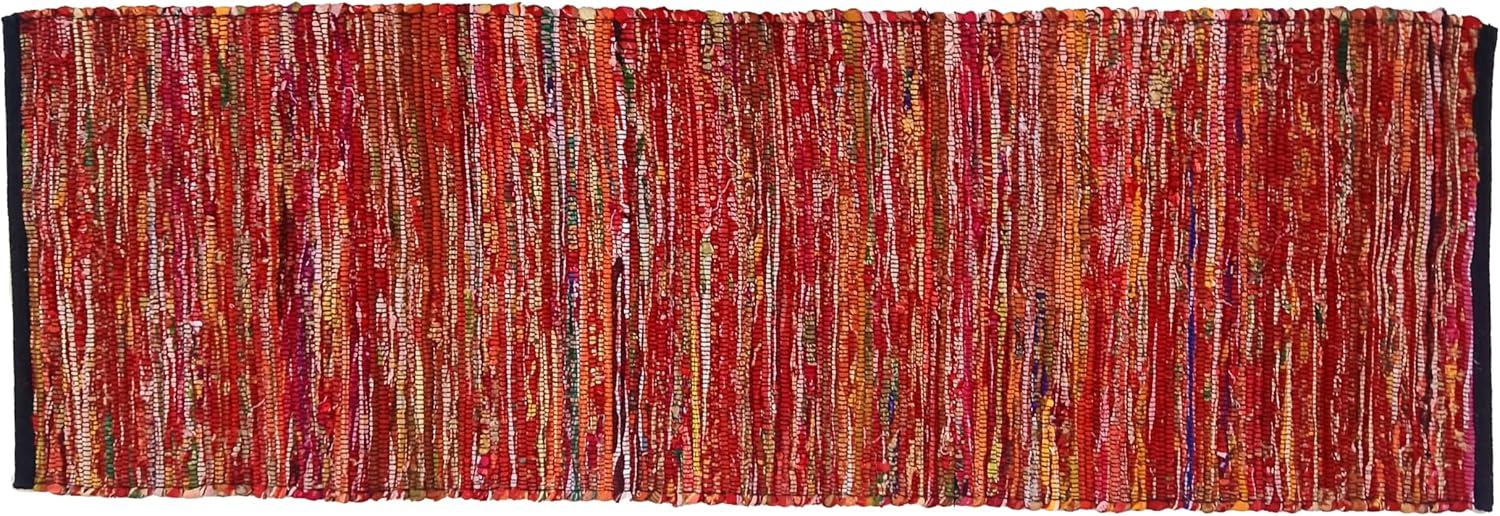 Ramanta Home Cotton Chindi Runner Rug - 2x6 ft Multi Color, Farmhouse Boho Runners for Living Room, Bedroom, Hallways, Patio, Kitchen | Soft Bohemian Floor Carpet for Home Decor - 24x36 Inches - Image 4