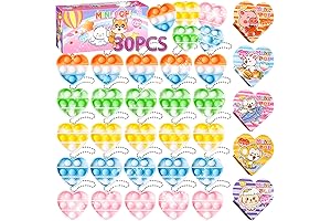 Valentines Day Pop Fidget Keychain Gifts Set of 30 for Kids Classroom Exchange