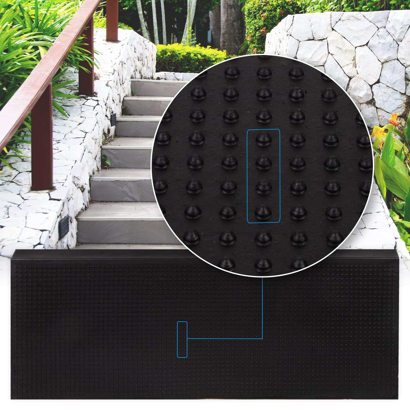 1 Gradino In Gomma Per Scale, Tappetini Antiscivolo Per Scale Da Esterno, Tappetini Per Gradini A Forma Di Farfalla, 74 X 23 Cm | Leroy Merlin - Foto 10