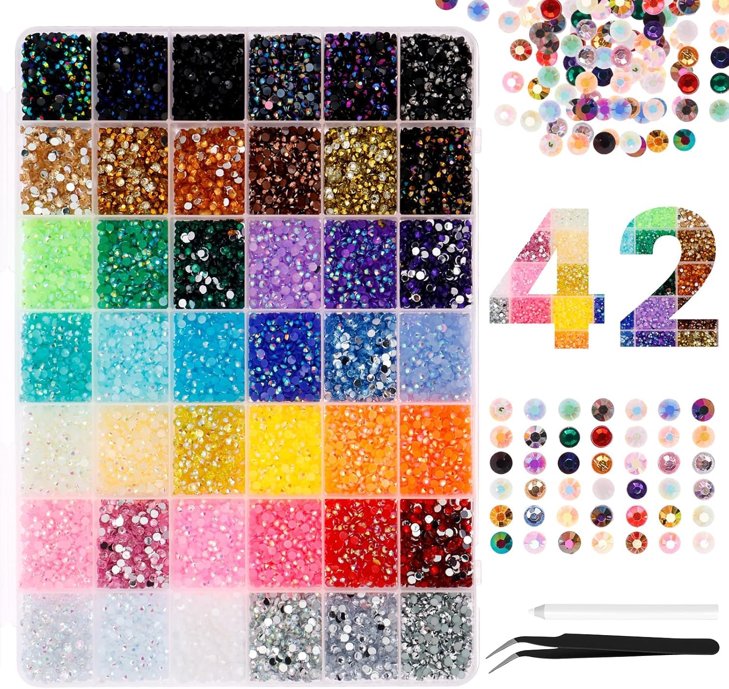 42 Colori Bedazzling Kit 32000 Pezzi Kit Di Strass Jelly Da, Gemme Piatte Multicolore Da 3 Mm Per Lavori Creativi, Kit Di Decorazione Con Pinzette E Penna, Libri, Scarpe, Unghie, Trucco Artistico