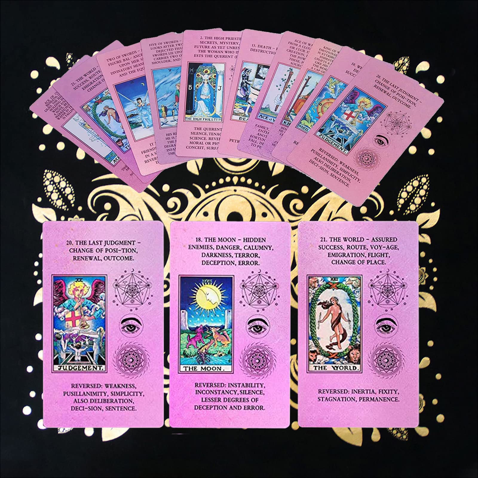 Tarotkarten Deck mit Leitfaden und Box - Anfänger-Set für Schicksalsvorhersage und Wahrsagung inklusive Armbänder - ideal für Anfänger und erfahrene Leser