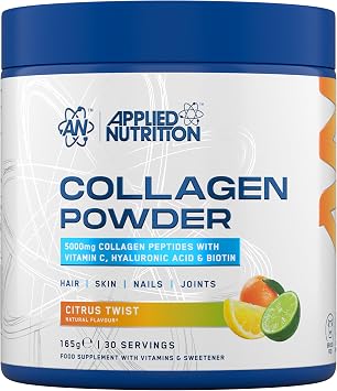 Applied Nutrition Collagen Powder - Citrus Twist Flavour - 5000mg Hydrolysed Bovine Flavoured Collagen Peptides with Vitamin C, Hyaluronic Acid & Biotin (165g - 30 Servings)