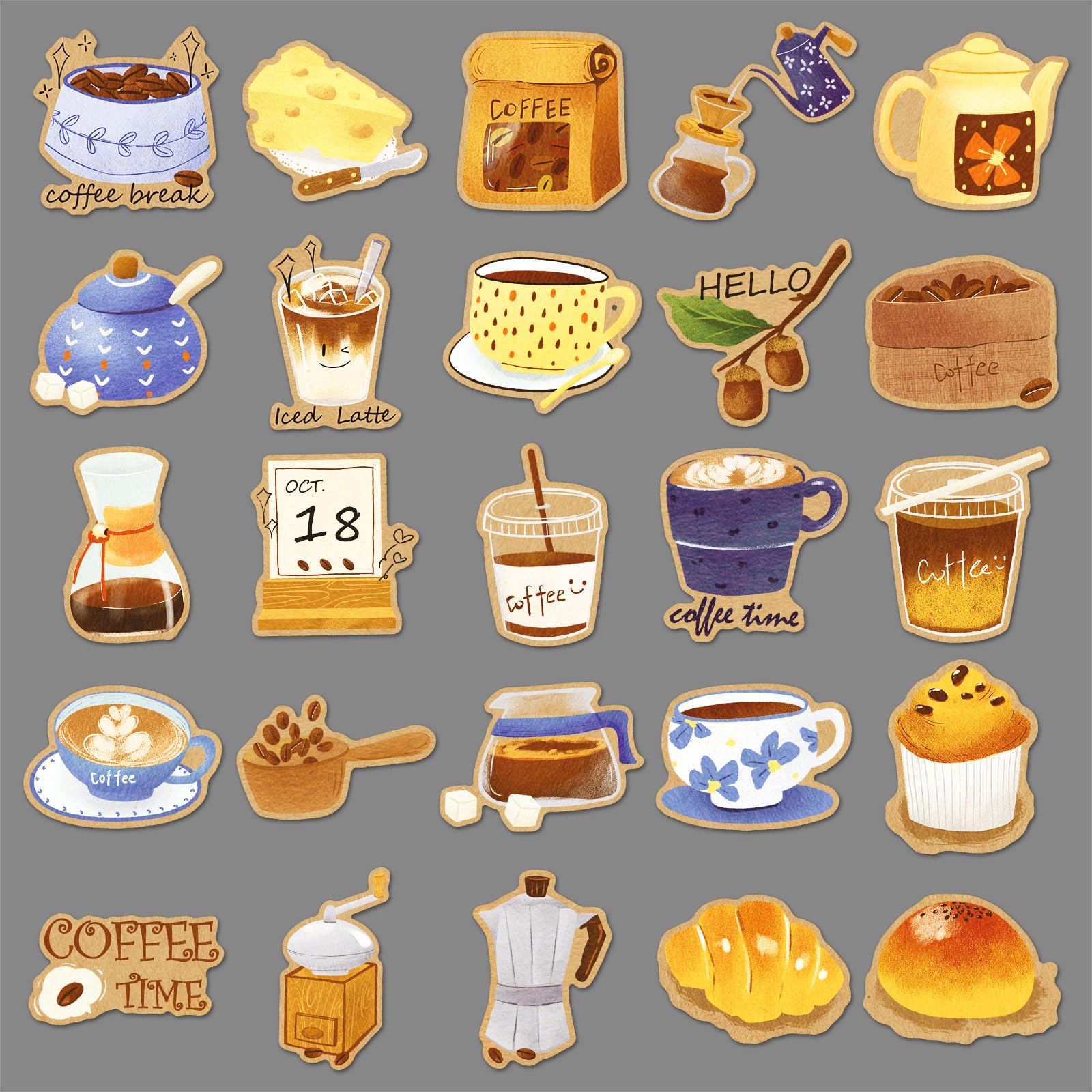 50PSC Coffee Waterproof Stickers for Kids Teens Adults Boys Girls,Coffee Lovers Decal Decoration Water Bottles Laptops Cars Books Scrapbook Bicycle Luggage Laptop Guitar Skateboard Refrigerator - Image 3