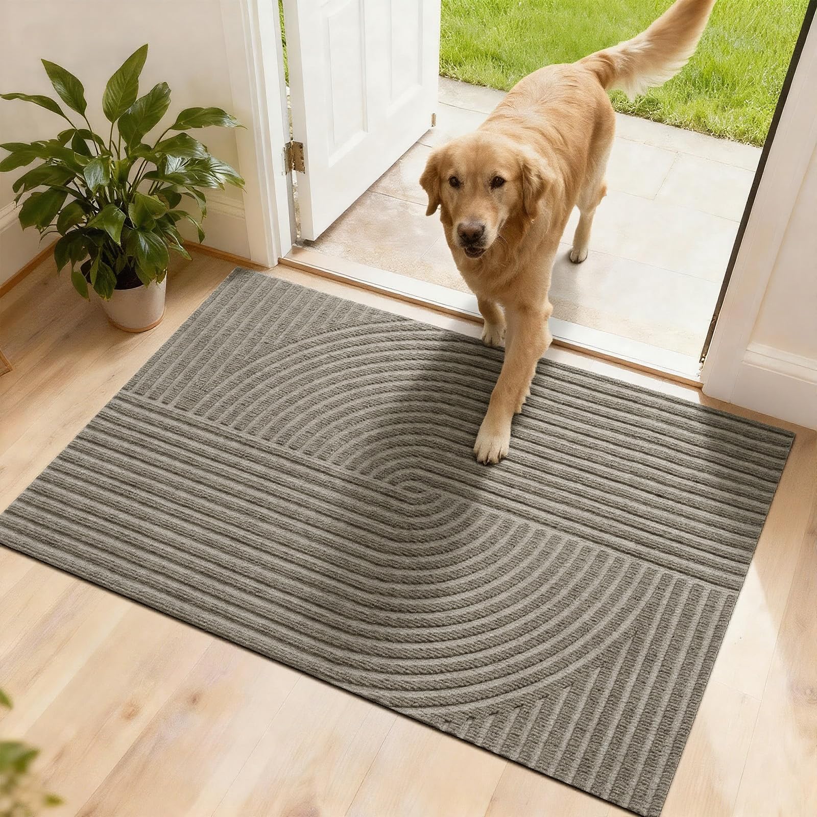 Paillasson attrape-poussière idéal pour cuisine et couloir beige