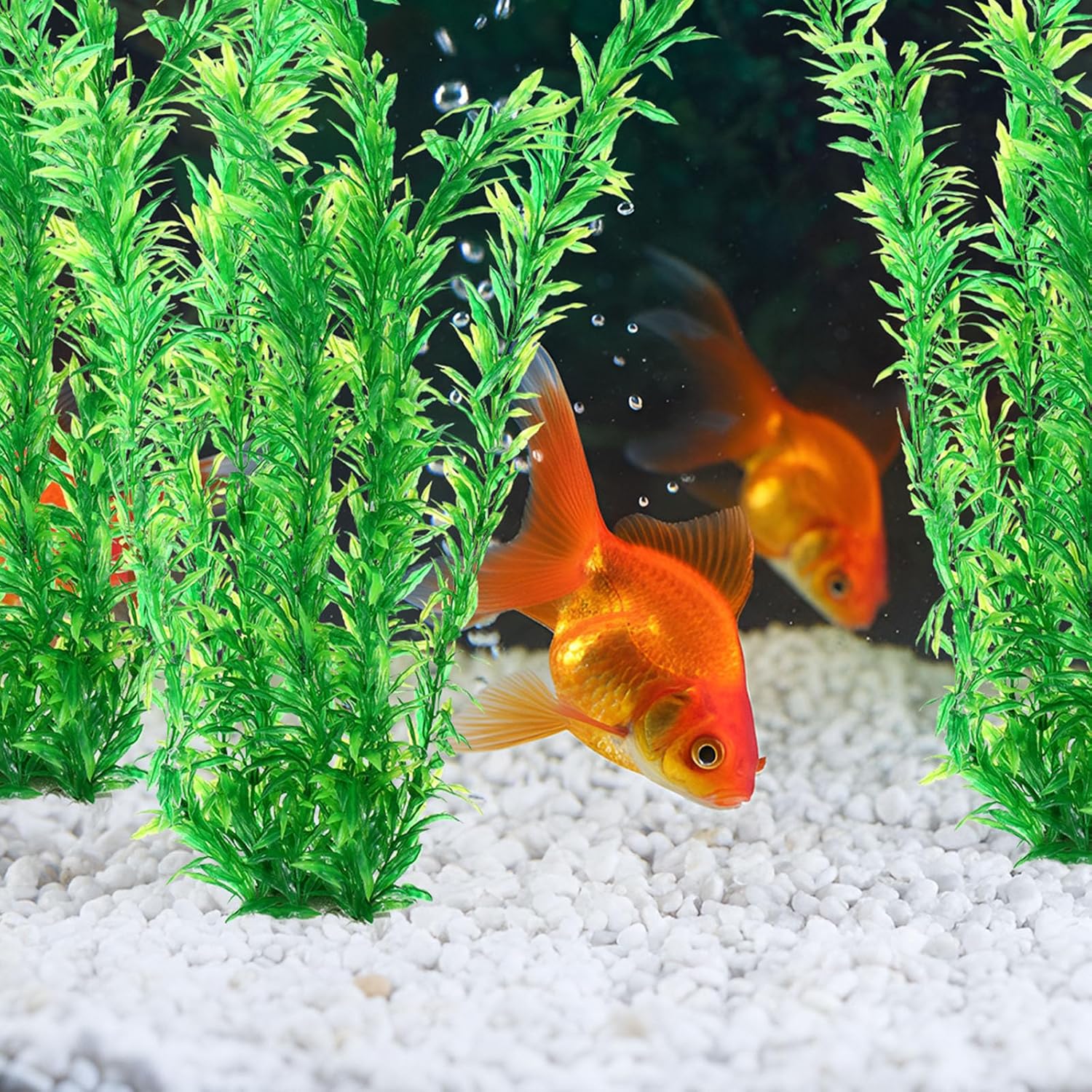 6 Pcs 23.6 Inch Tall Aquarium Decor Plastic Plants Extra Large Seaweed Lifelike Artificial Fish Tank Decorations Ornament for Freshwater Saltwater Aquariums(Green)