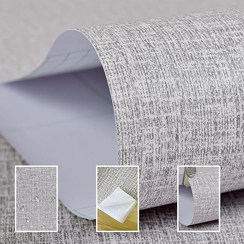 Miniatura 8 de Yancorp Papel tapiz de tela texturizada de 24 x 196 pulgadas, color rosa, papel tapiz autoadhesivo para despegar y pegar, papel tapiz de lino