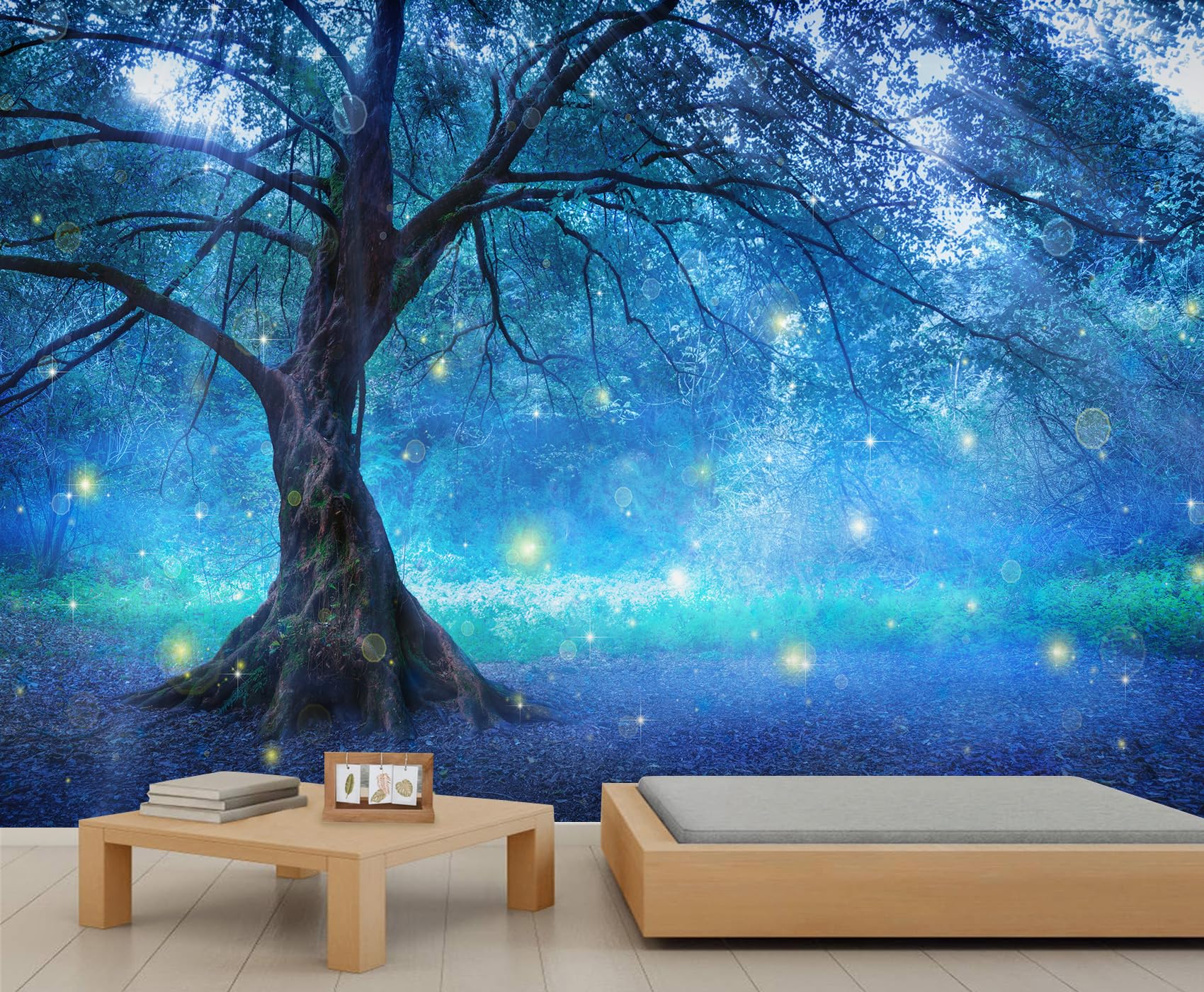 Tree Wall Murals Fairy Forest Mural Wallpaper 3D Big Tree Photo Wallpaper for Bedroom Modern Nature Mural for Living Room Kitchen Dining Room 350 x 256 cm