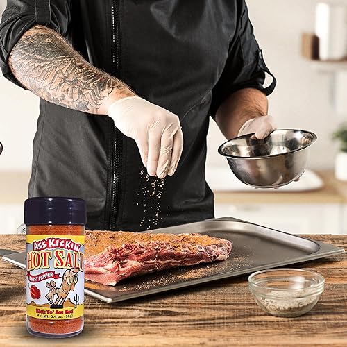 Miniatura 5 de ASS KICKIN' Sal picante picante de pimienta fantasma, tarro agitador de 3.4 onzas, sal saborizada perfecta para condimentos de palomitas de maíz,