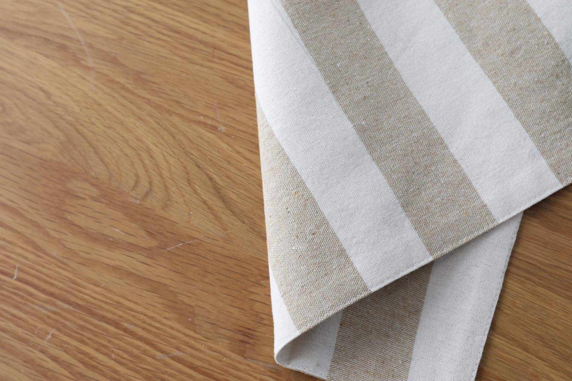 Esteras de tabla de la raya, manteles individuales antimanchas del aislamiento de calor, esteras de lugar lavables de la tela para la decoración de la mesa de la cocina del comedor,Beige_set of 6