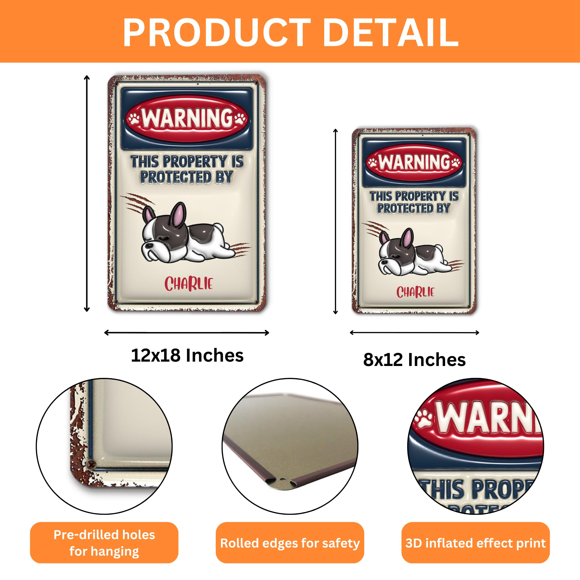 COTECI Panneau En Métal Avec Inscription « Warning This Property