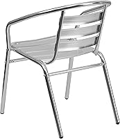 Vista 7 de EMMA + OLIVER Aluminum Indoor-Outdoor Stack Chair with Triple Slat Back and Arms