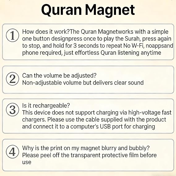 Mason Life Islamic Gifts Fridge Magnet, Preloaded Surah Audio Player with Islamic Recitations, Dome of the Rock, USB-C Rechargeable, Ramadan & Eid Gifts
