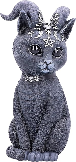 Nemesis Now Large Pawzuph Horned Occult Cat Figurine, Black, 26.5cm