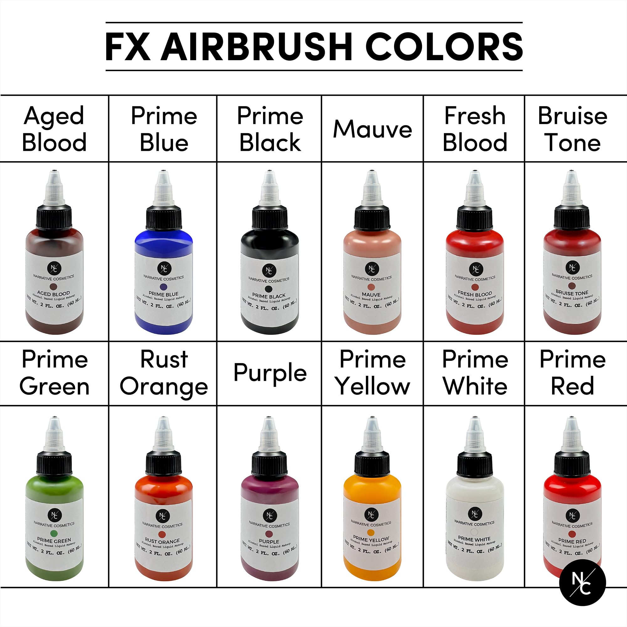 Narrative Cosmetics FX Alcohol Airbrush Paints - 60 ml, Skin Safe, Quick Dry, Waterproof, Sweatproof, Transferproof Liquid Makeup for Bodypainting, Theater, FX Makeup, Film and TV - Prime Green - Image 4