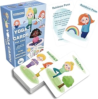 Yoga Cards for Kids, Beginner Yoga and Meditation - Set of 70 Yoga Poses and Easy to Learn Activities for Kids, Promotes Mindfulness and Relaxation