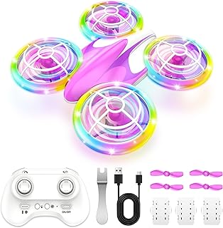Charmofun Mini Drone for Children Toy from 6+ Years, Mini Drone Set with 7 LED Light Effects, 3 Batteries, Indoor Outdoor RC Drone with Altitude Hold, RC Aeroplane Gifts for Boys Girls Beginners
