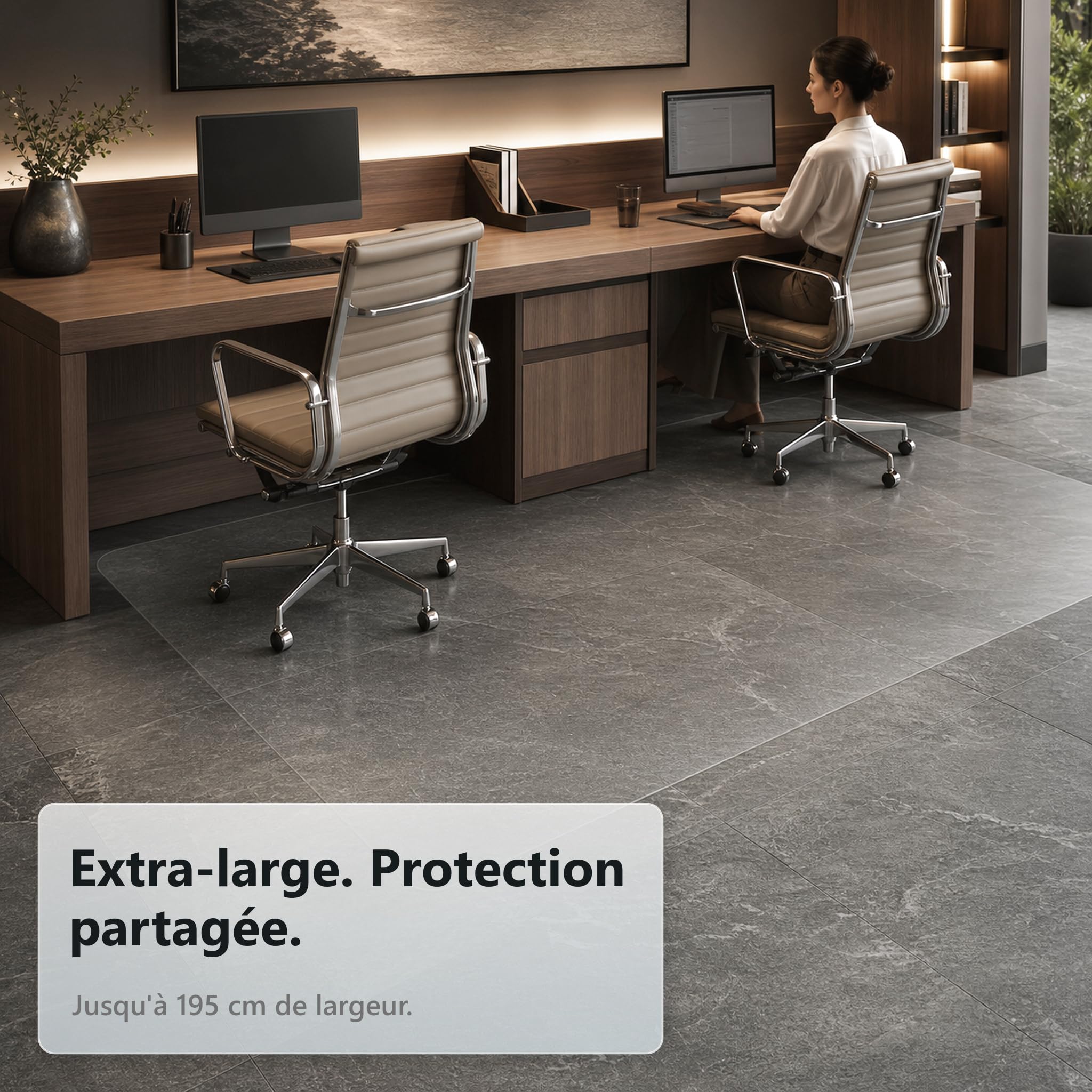 Floorfit Tapis de Protection pour Sols Durs, 140 x 200 cm, Transparent Mat, Épaisseur 1,5 mm, Bords Biseautés à 45°, Tapis de Chaise pour Parquet, Stratifié, Vinyle et Carrelage