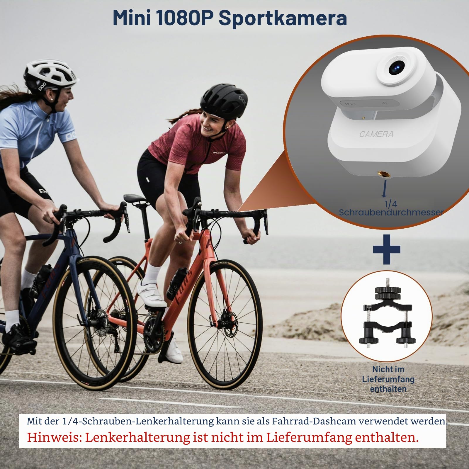 ydi Tragbar 1,47'' Bildschirm Daumen Mini 1080P Körper/Sport/Haustiere Kamera, Doppelter Akku mit Magnetischem Ladefach, Hundehalsband, 32G Karte (Weiß)