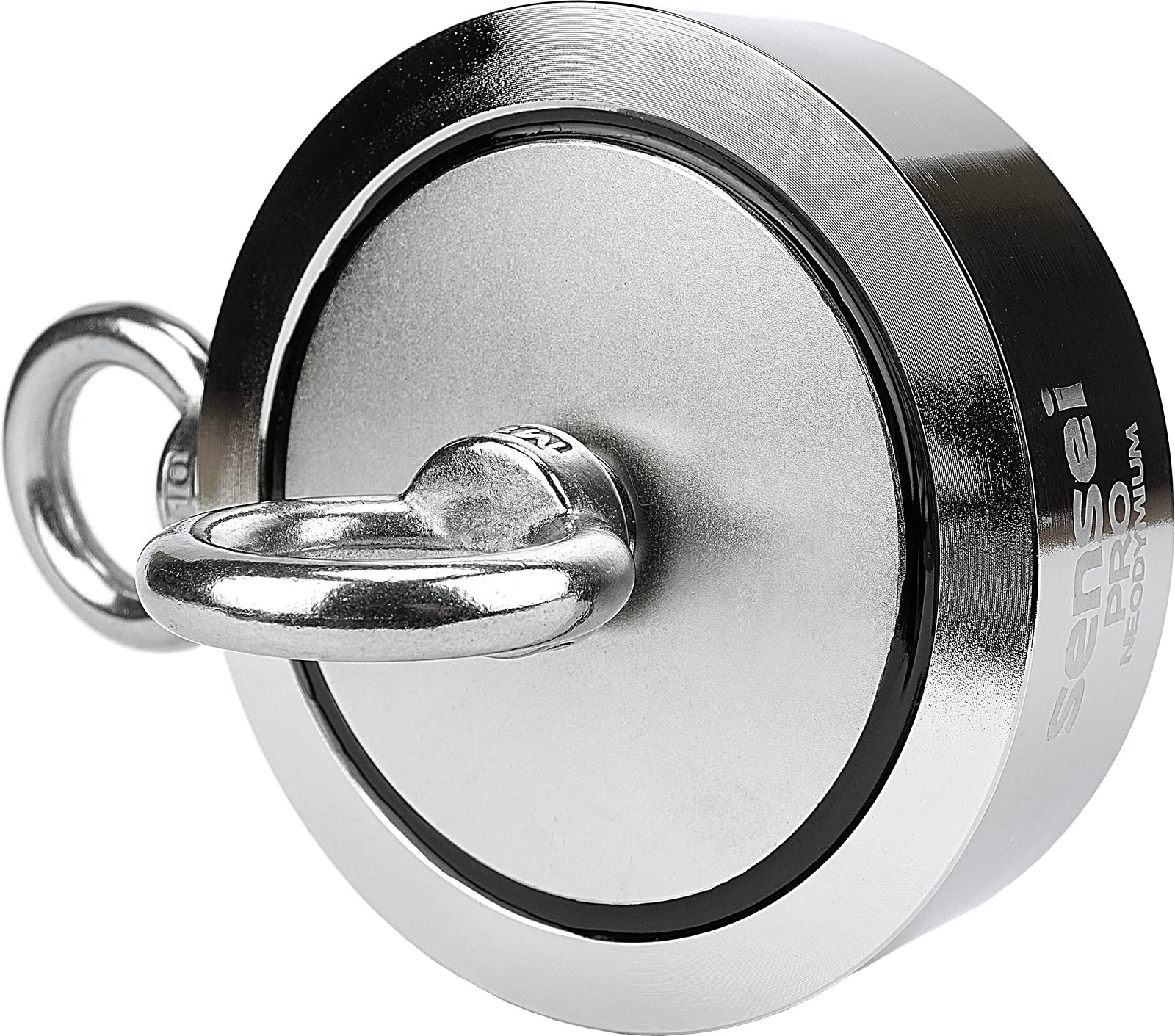 SENSEI Aimant en Néodyme Double Face 350 kg N52 à Deux Anneaux Ø9,4 x H2,8 cm