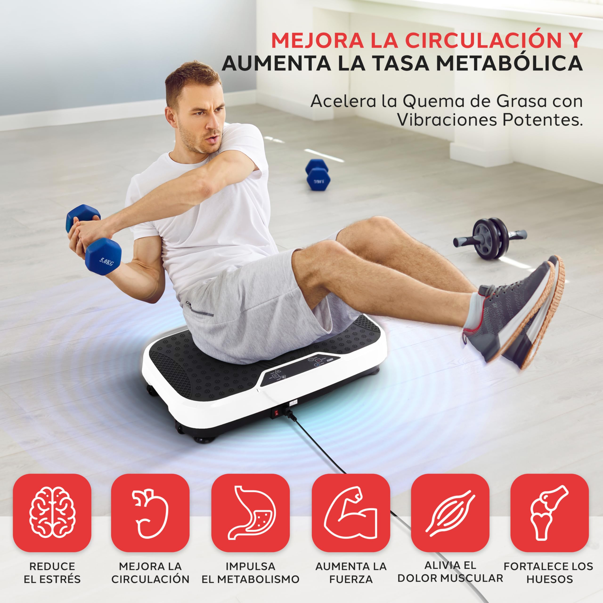 Hurtle Plataforma vibratoria, Fitness, Maquina de Ejercicio, Mando a Distancia, Velocidad Ajustable, Perdida de Peso, Gimnasio en casa