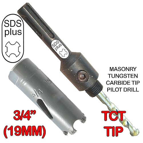 Miniatura 3 de Sierra de agujero de 34 "para ladrillo y hormigón Inc SDS Sierra de agujero y taladro piloto Taladros TCT en mampostería pasar por materiales duros,