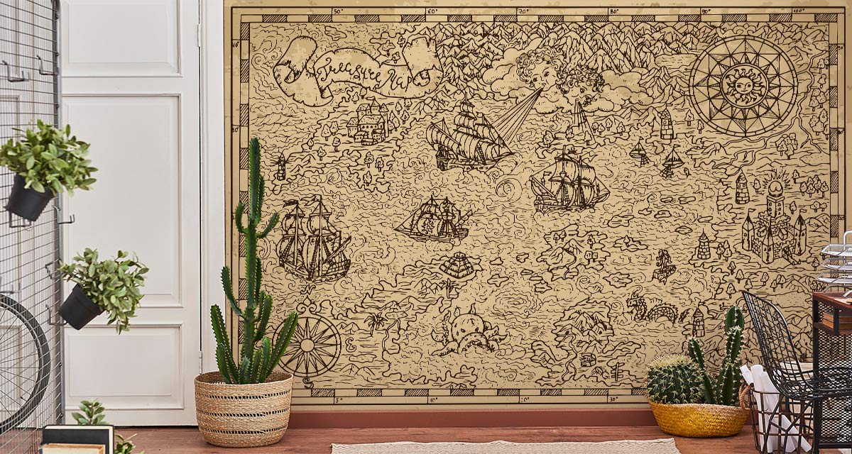 Muralo Fototapete Vlies Weltkarte, Karte, Landkarte, XXL - 270x405 cm
