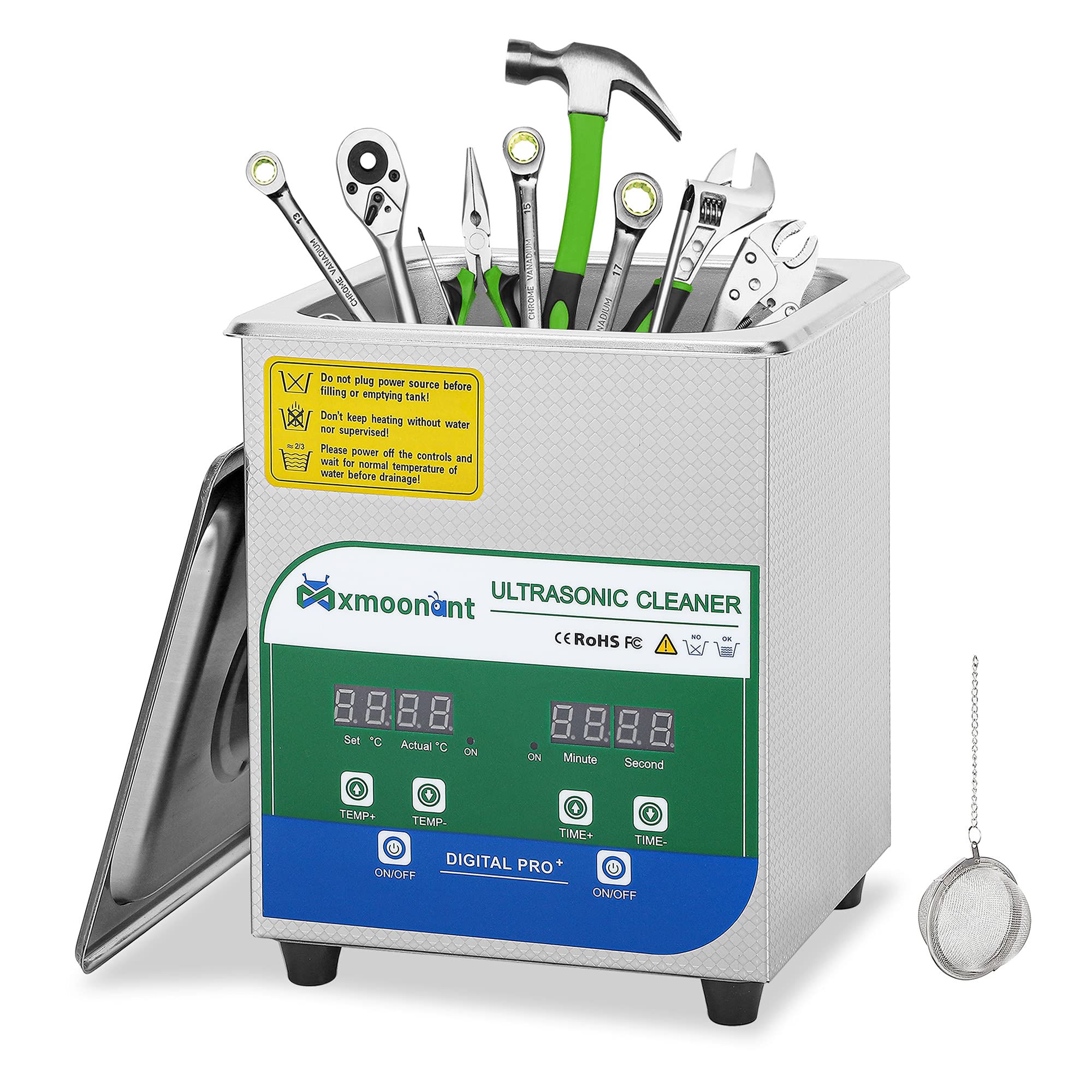 Ultrasonic Cleaner 2L/0.5Gallon Professional Sonic Cleaning Machine with 40KHz Digital Control 0-30m