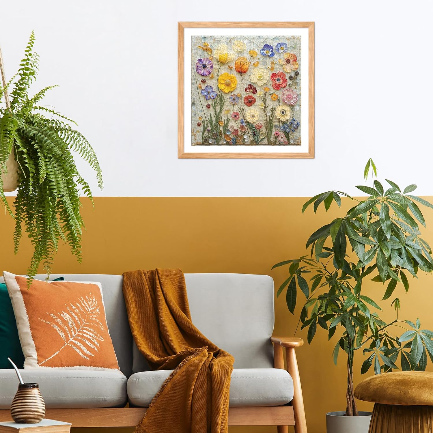 Jigsaw Puzzles for Adults 1000 Pieces, Colorful Pretty Plant Floral Square Challenging Unique Puzzle for Game Night Family Home Decor, 24x24 Inches, Stone Flowers
