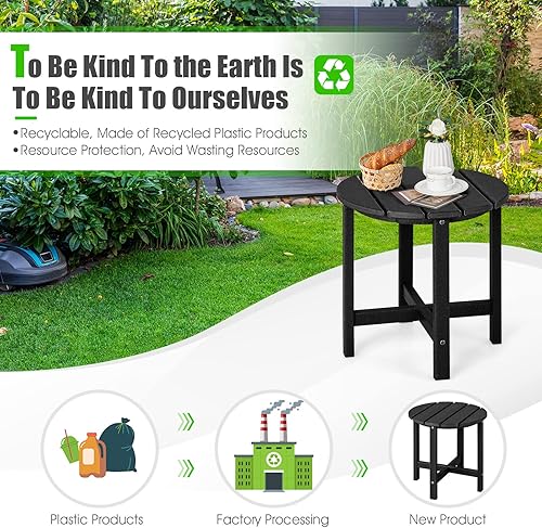 Miniatura 9 de Tangkula Mesa auxiliar redonda para exteriores, mesa Adirondack de polietileno de alta densidad resistente a la intemperie, mesas auxiliares para